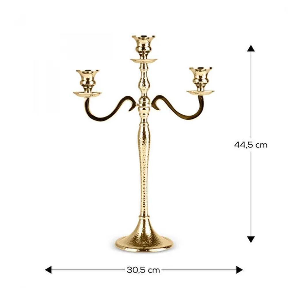 Karaca Home Rena Triple-Holder Candlestick 44.5 cm - Gold, 153.09.01.2160