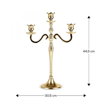 Karaca Home Rena Triple-Holder Candlestick 44.5 cm - Gold, 153.09.01.2160