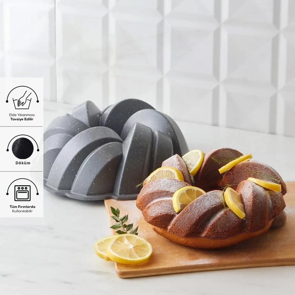 Karaca Cake Pro Braided Cast Aluminum Cake Pan - Anthracite 26 cm | Non-Stick Bakeware, 153.09.01.2230
