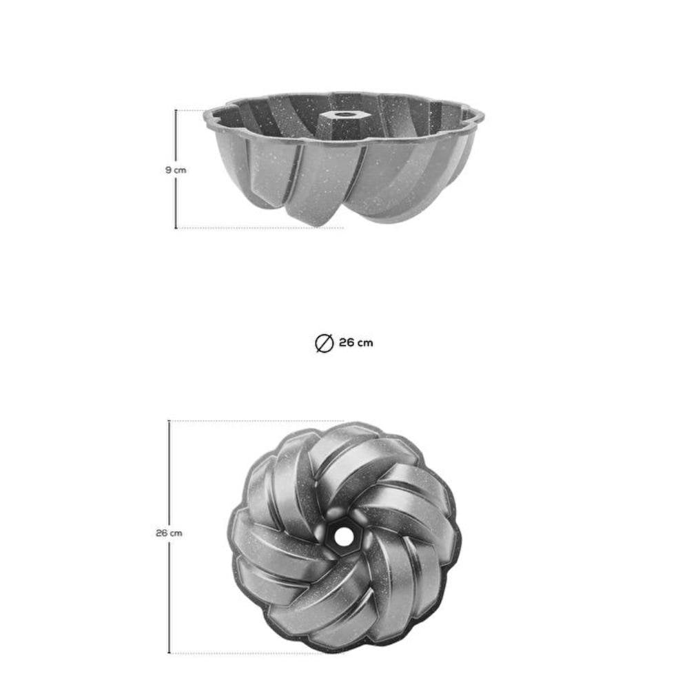 Karaca Cake Pro Braided Cast Aluminum Cake Pan - Anthracite 26 cm | Non-Stick Bakeware, 153.09.01.2230