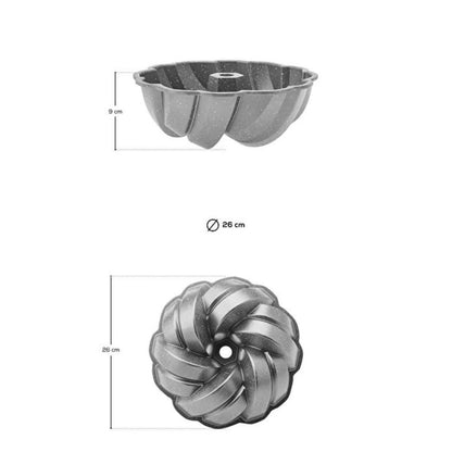 Karaca Cake Pro Braided Cast Aluminum Cake Pan - Anthracite 26 cm | Non-Stick Bakeware, 153.09.01.2230