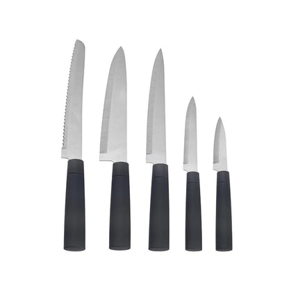 Karaca Burby 14-Piece Knife and Serving Set - Grey | Soft Touch Block, 153.09.01.3202