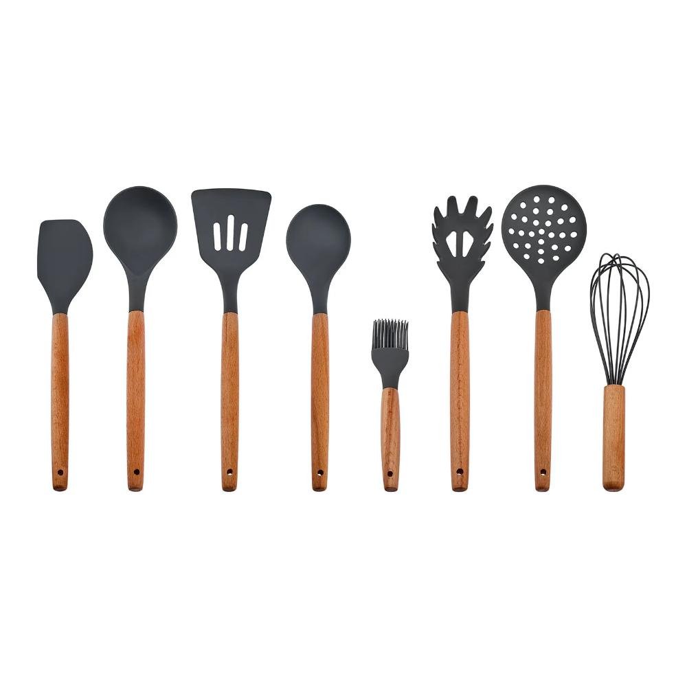 Karaca Burby 14-Piece Knife and Serving Set - Grey | Soft Touch Block, 153.09.01.3202