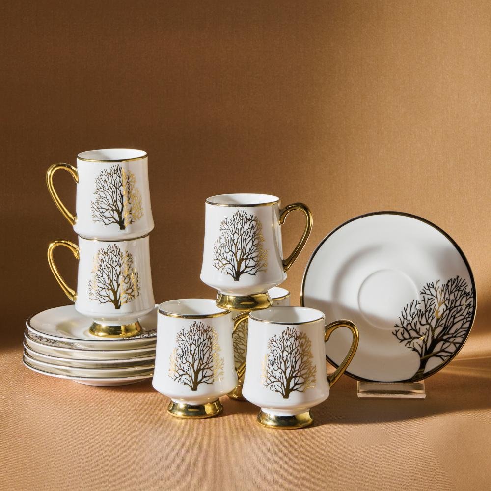 Karaca Afra 6-Piece Coffee Cup Set with Saucers 90 ml, 153.09.01.3648