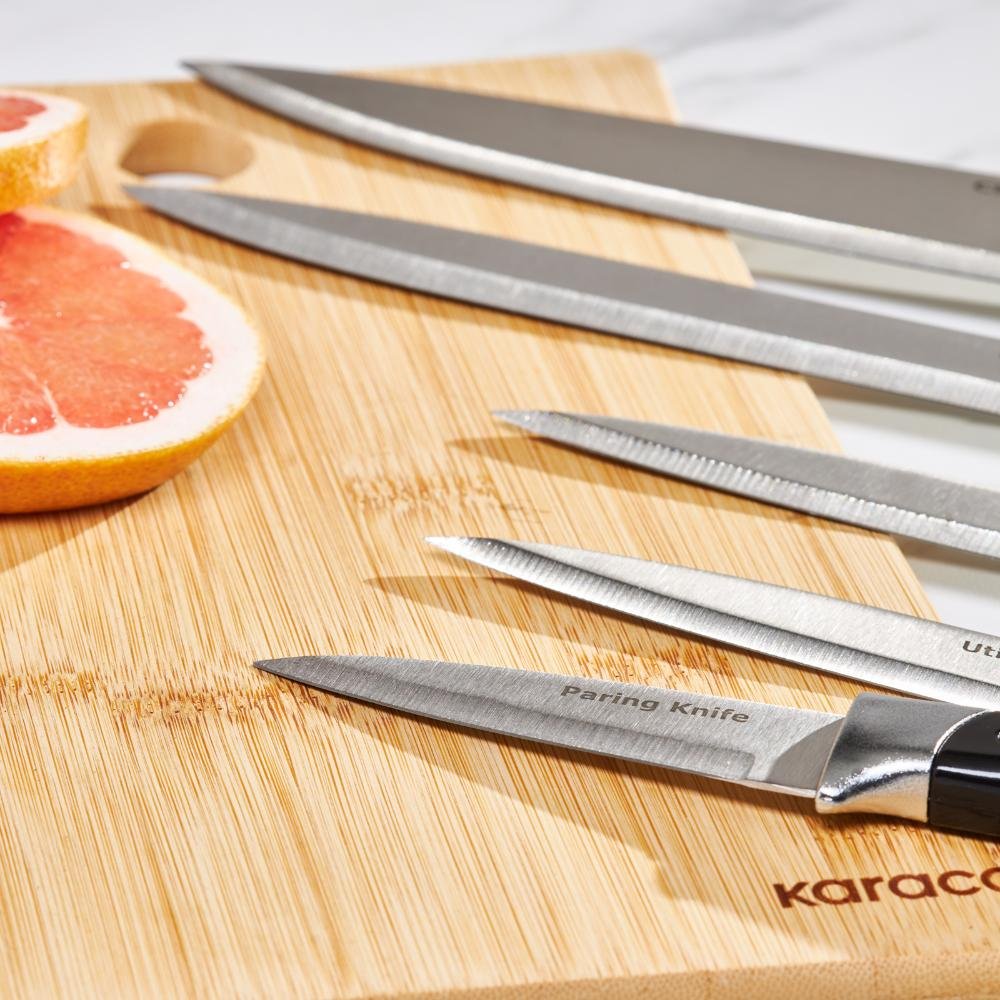 Karaca Mastermaid 6-Piece Knife Set with Stand – Black, 153.09.01.5222