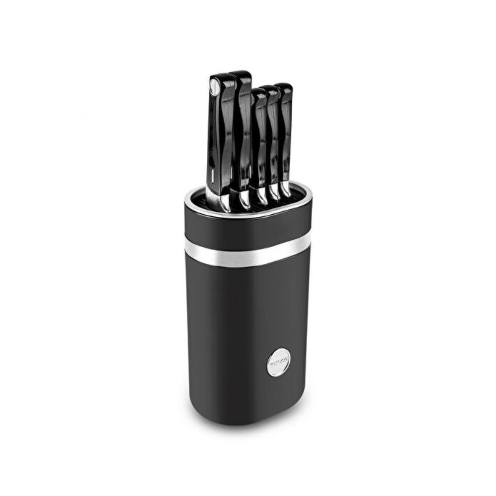Karaca Mastermaid 6-Piece Knife Set with Stand – Black, 153.09.01.5222