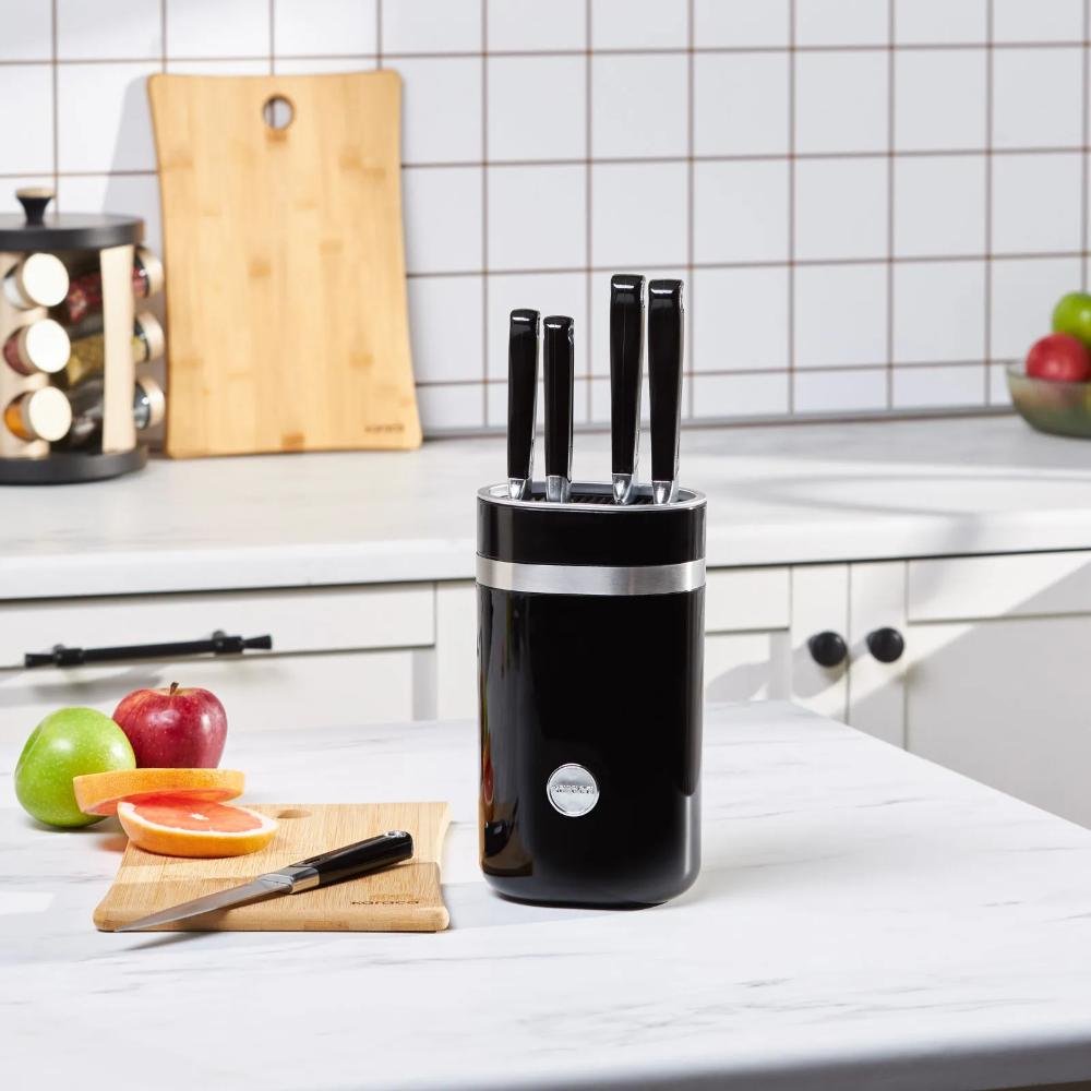 Karaca Mastermaid 6-Piece Knife Set with Stand – Black, 153.09.01.5222