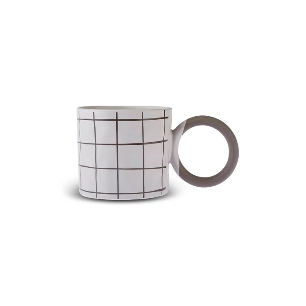 Karaca Oslo Ceramic Mug 420 ml - White/Grey, 153.09.01.5412