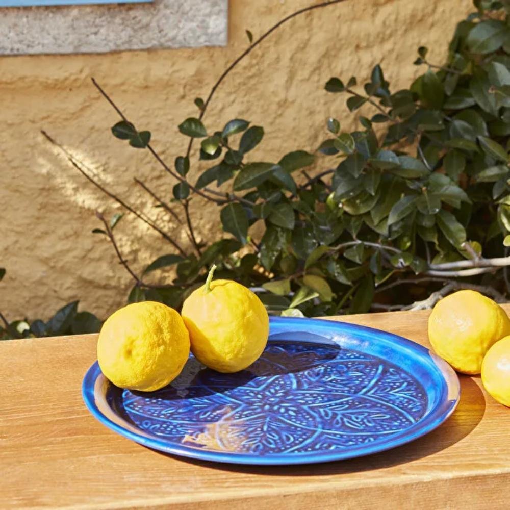 Karaca Home Donna Navy Blue Decorative Tray 30 cm, 153.09.01.5773