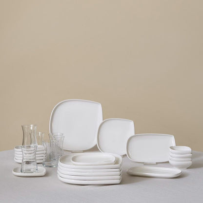 Karaca Forever White Bone Series 28-Piece Tableware Set – Porcelain Dining Set, 153.09.01.6011