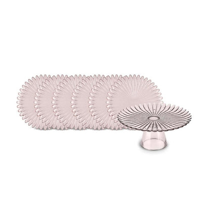 Karaca Emma 7-Piece Glass Cake and Dessert Set | Elegant Serving Set, 153.09.01.6273