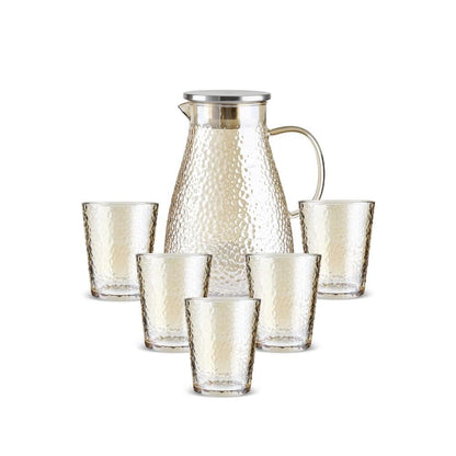 Karaca Luminous 7-Piece Amber Glass Drinkware Set for 6 People – 1.8 L Carafe, 153.09.01.9481