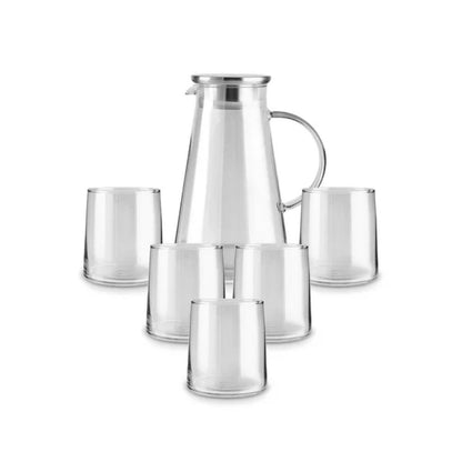 Karaca Serene 7-Piece Anthracite Glass Drinkware Set for 6 People – 1.8 L Carafe, 153.09.01.9484