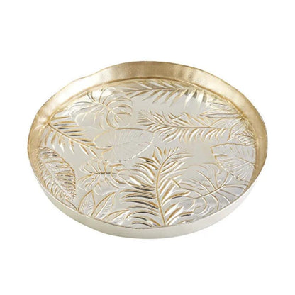 Karaca Decorative Tray 32 cm | Gold Leaf Pattern, 153.19.01.1551