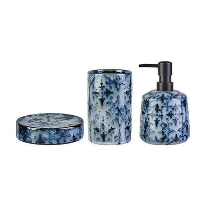 Karaca Barcelona 3-Piece Bathroom Set - Dark Blue, 153.20.01.0183