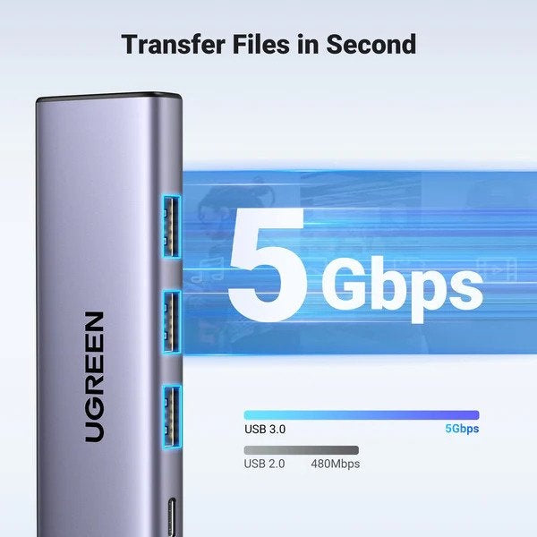 Ugreen, 5-In-1 Usb-C Hub Docking Station Adapter (4K Hdmi + 3*Usb3.0 + Usb-C Pd100W) Ugreen Cm511 - 15596