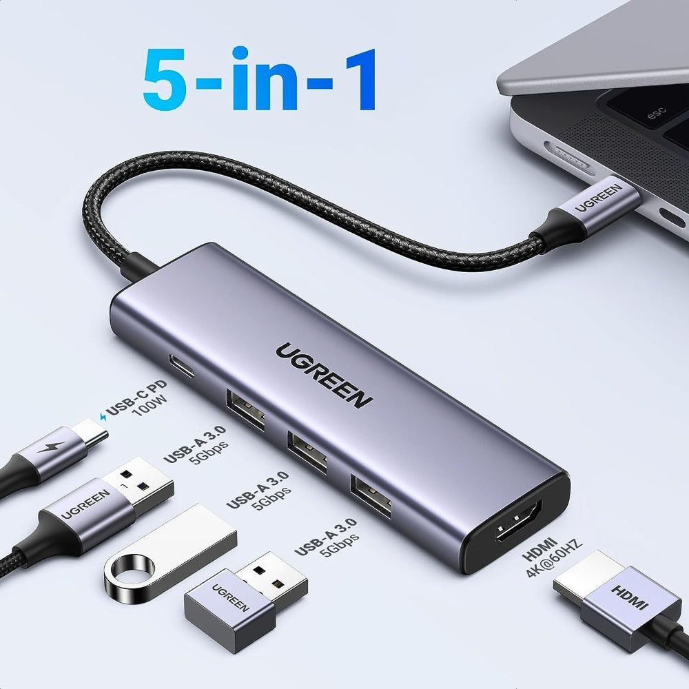 Ugreen, 5-In-1 Usb-C Hub Docking Station Adapter (With Pd) Ugreen Cm511 - 15597