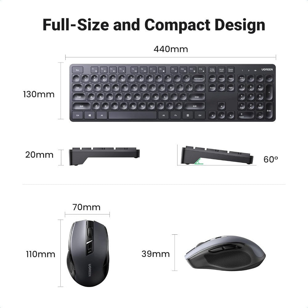 Ugreen, 2.4Ghz Wireless Kb And Mouse Combo , Compact & Ergonomic Design, Silent Kb & Mouse, For Windows & Mac Ugreen Mk006 - 15659