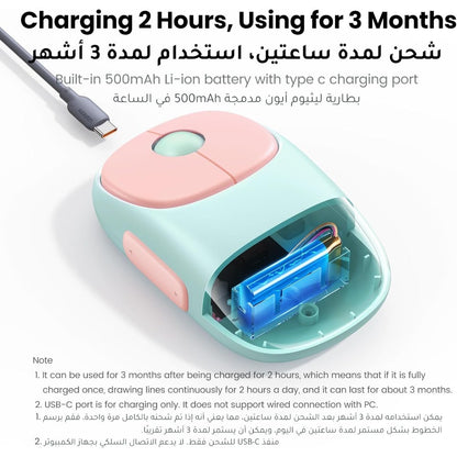 Ugreen, 4000 Dpi, Silent Bluetooth & Wireless Mouse, Built-In Rechargeable Battery Ugreen Mu102 - 15722 (Pink)