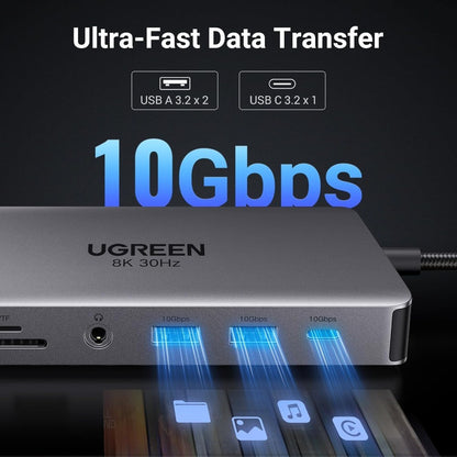 Ugreen, 8K Dual Display 11-In-1 Usb-C Hub Docking Station Adapter (With Power Delivery) Ugreen Cm681 - 15965