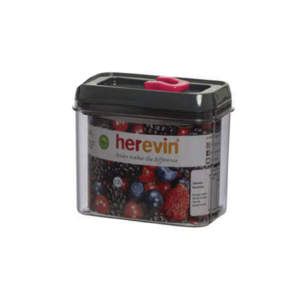 Herevin, Storage Canister 1.2Lt Grey With Pink, 161178-560P