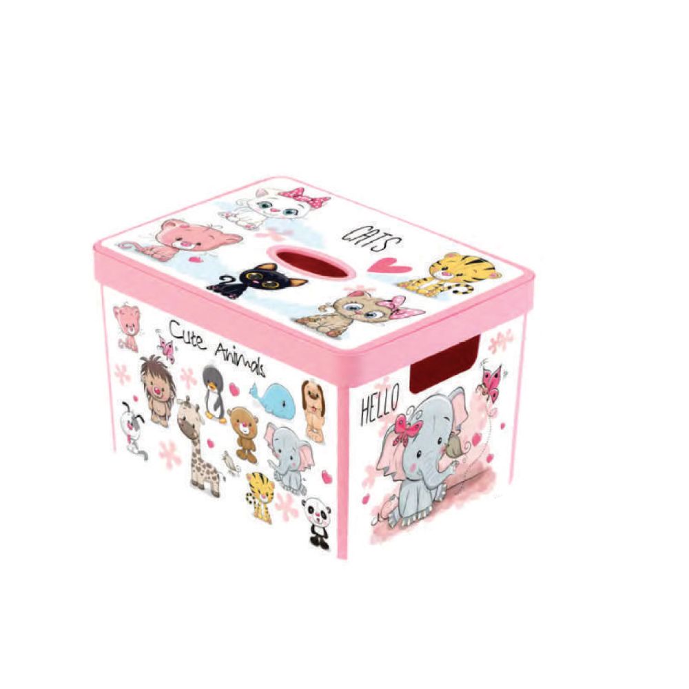 Herevin, Decorated Box Animal Pink 38X28X23Cm, 161490-004