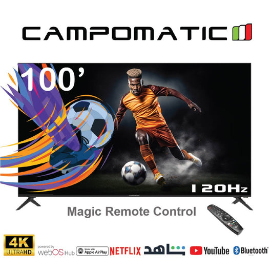 Campomatic, Tv 100'LED Frameless , Smart , 120HZ , 4K , Licensed LgWebos Updatable , Lg magic Remote