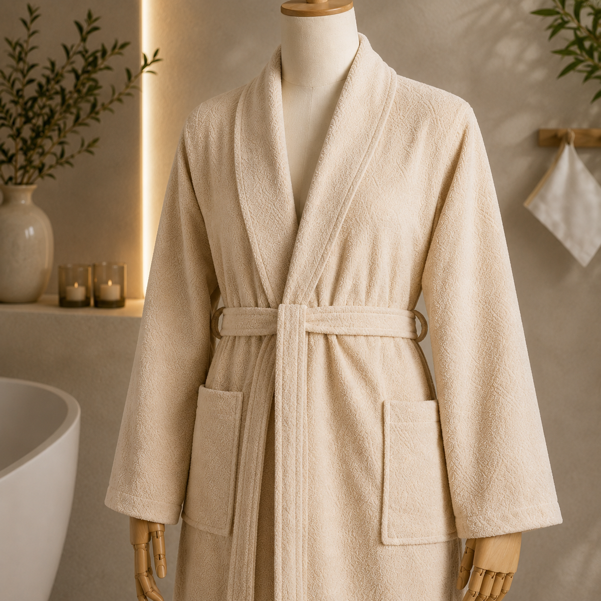 Karaca Home Glory Lurex 9-Piece Family Bathroom Set – White/Beige, 200.22.05.0177