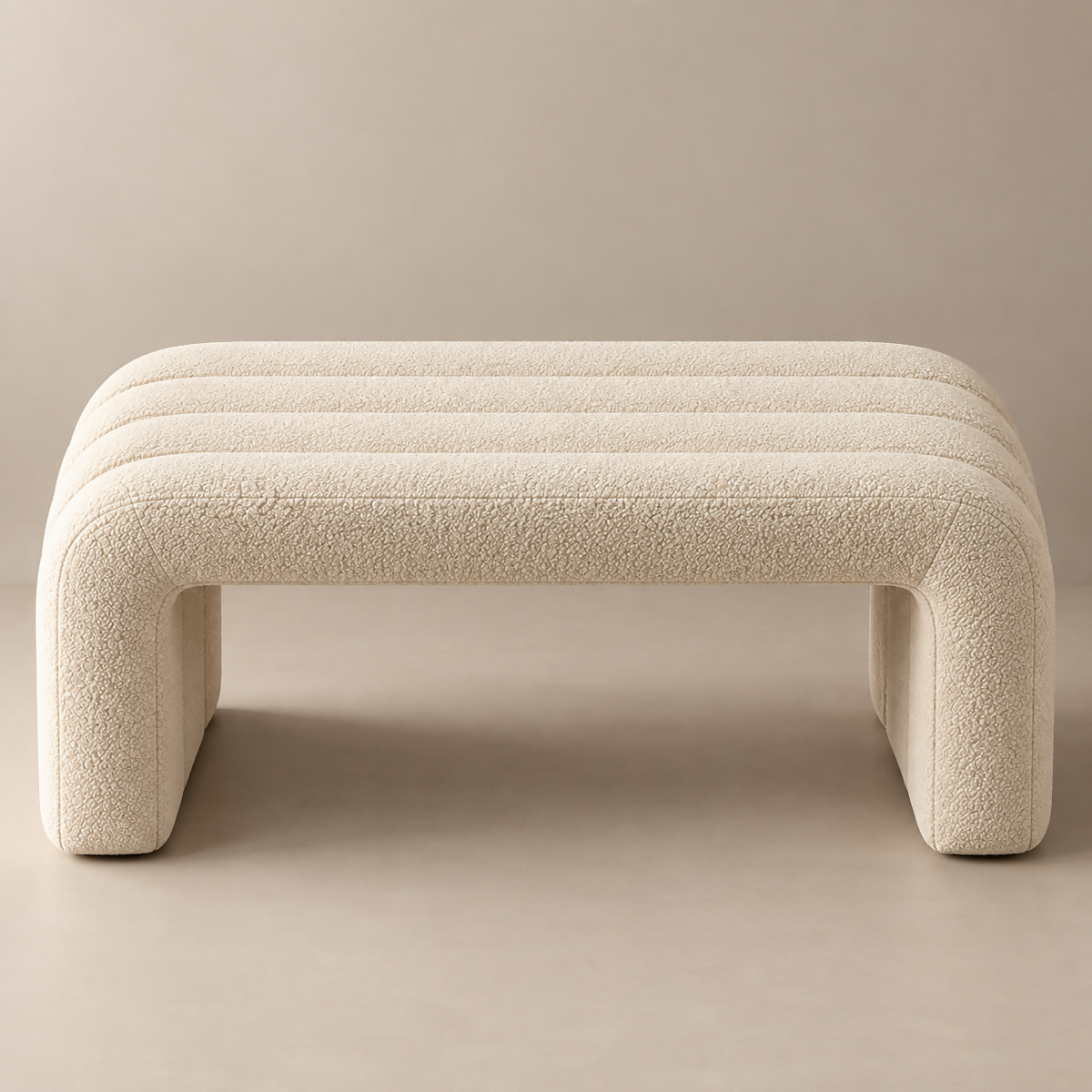 Cream Bouclé Sculptural Bench | BNCH764045W