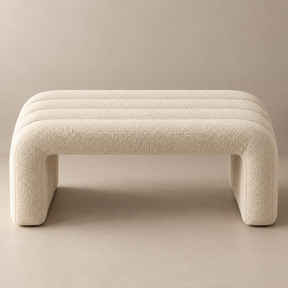 Cream Bouclé Sculptural Bench | BNCH764045W