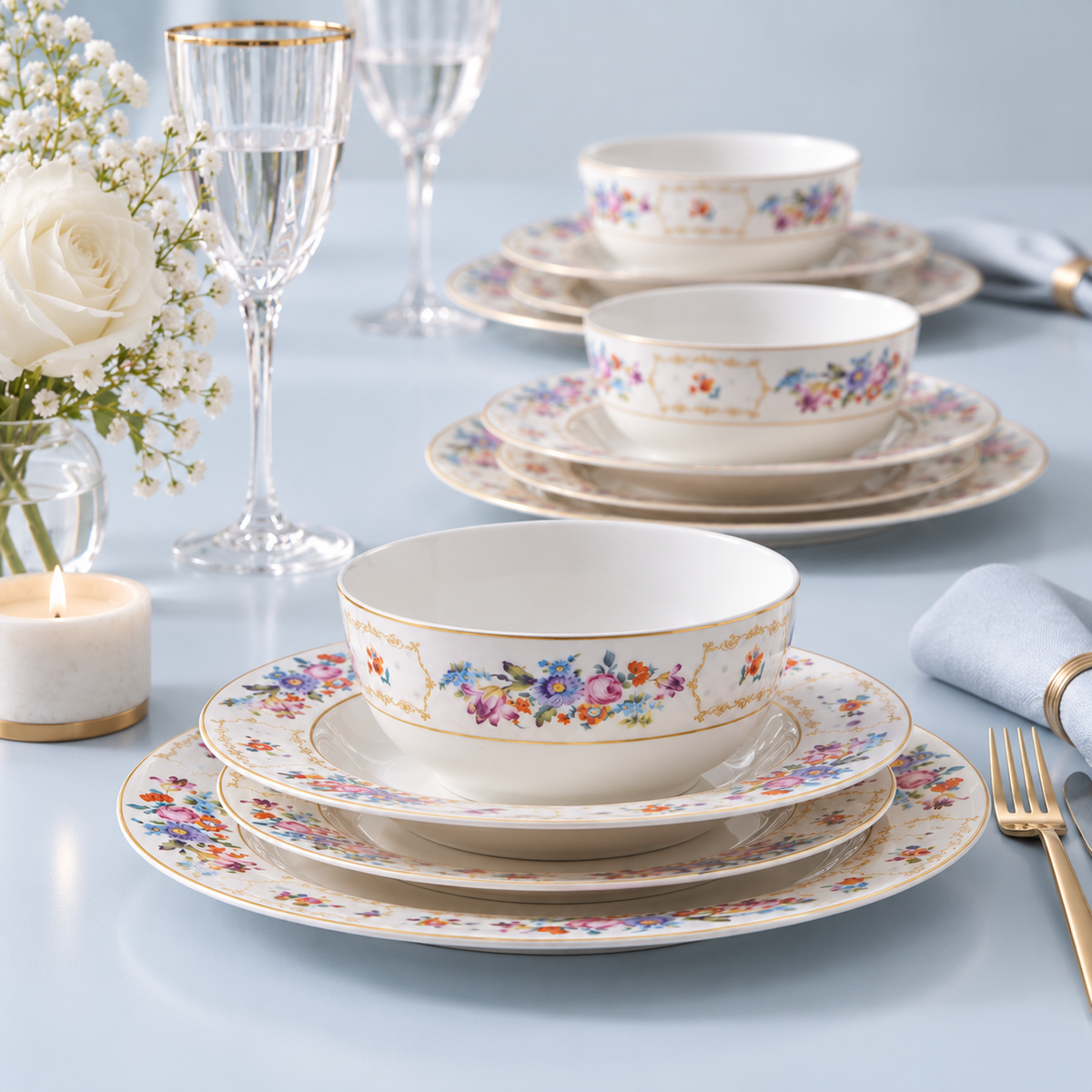 Karaca Forever Bone 24-Piece Dinner Set for 6 People, 8683650361800