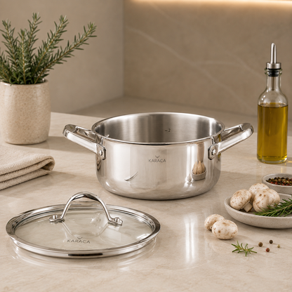 Karaca 3Ply PowerSteel 316+ Stainless Steel Induction Base Honeycomb Patterned Pot 20 cm, 153.03.08.1833