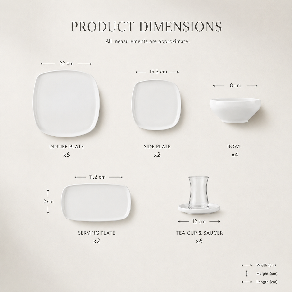 Karaca Forever White Bone Series 28-Piece Tableware Set – Porcelain Dining Set, 153.09.01.6011