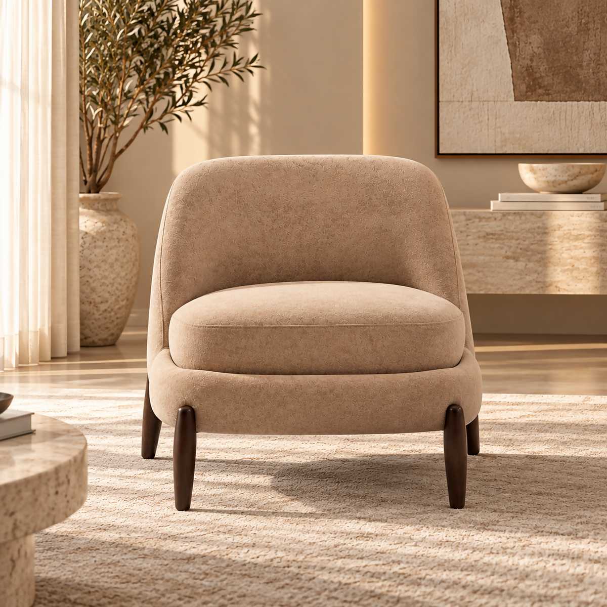 Massimo Luxury Lounge Chair – Beige | HSA010-M