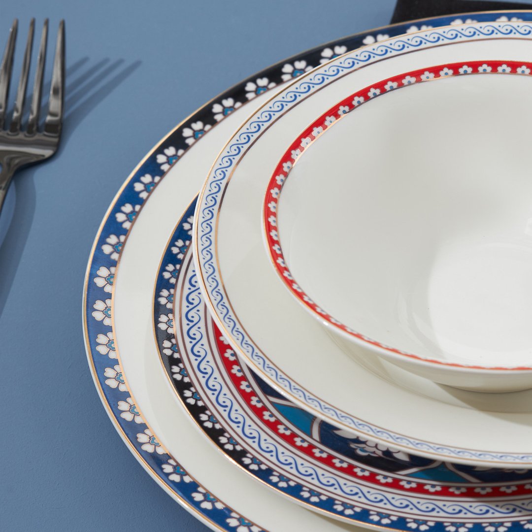 Karaca Elegance Bone Ancient Premium 24-Piece Bone Porcelain Dinner Set for 6 People - Timeless Elegant Collection, 153.09.01.1365