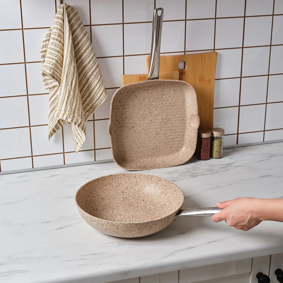 Karaca Biogranit Nare Wok & Grill Pan Set, 153.09.01.6435