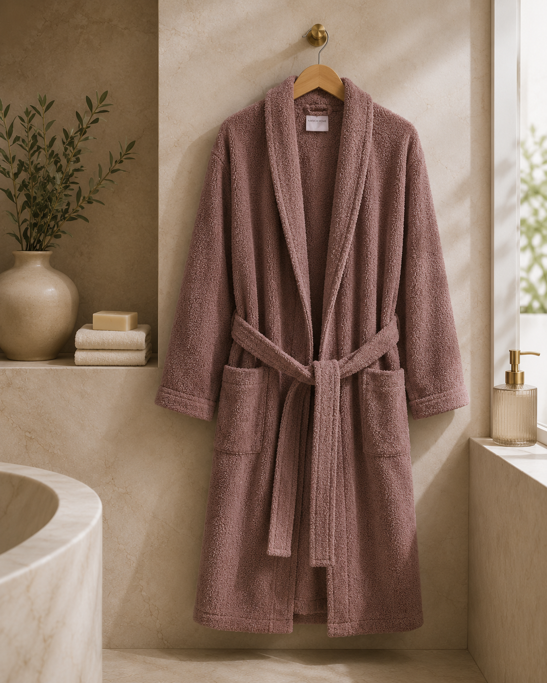 Karaca Home Back To Basic 100% Cotton S/M Bathrobe – Mink, 200.18.01.0223