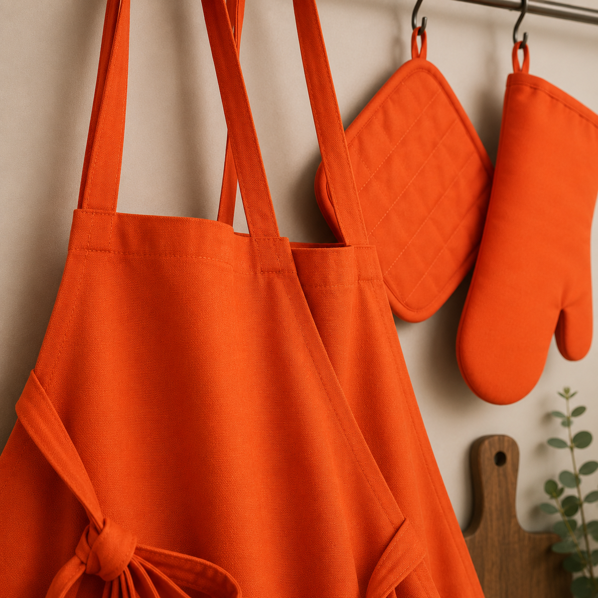 Karaca Home Pinny Orange 4-Piece Kitchen Apron Set, 200.18.01.0440