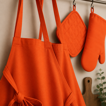 Karaca Home Pinny Orange 4-Piece Kitchen Apron Set, 200.18.01.0440