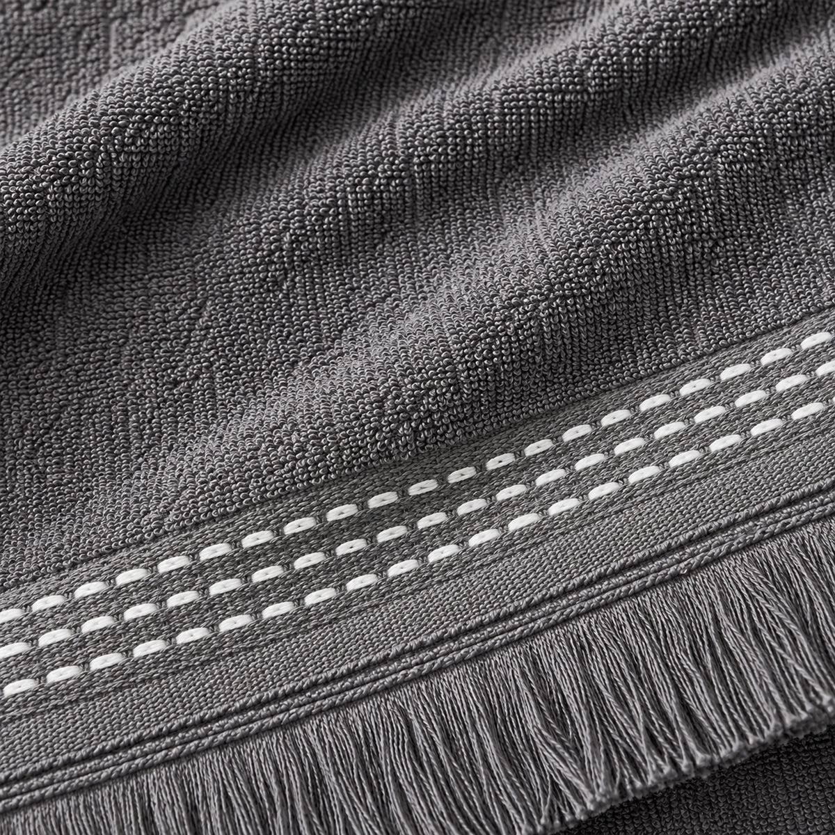 Karaca Home Softy 100% Cotton Appliqued Face Towel 50 x 90 cm – Grey, 200.19.01.0653
