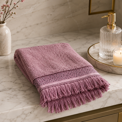 Karaca Home Softy 100% Cotton Appliqued Face Towel 50 x 90 cm – Lilac, 200.19.01.0656