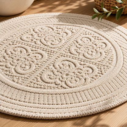 Karaca Home Vio Round Bath Mat 100 x 100 cm – Ecru, 200.22.02.0015