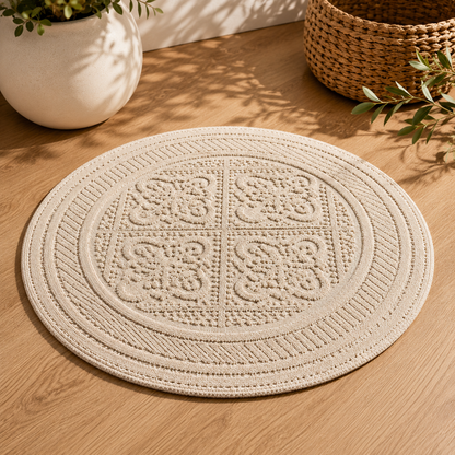 Karaca Home Vio Round Bath Mat 100 x 100 cm – Ecru, 200.22.02.0015