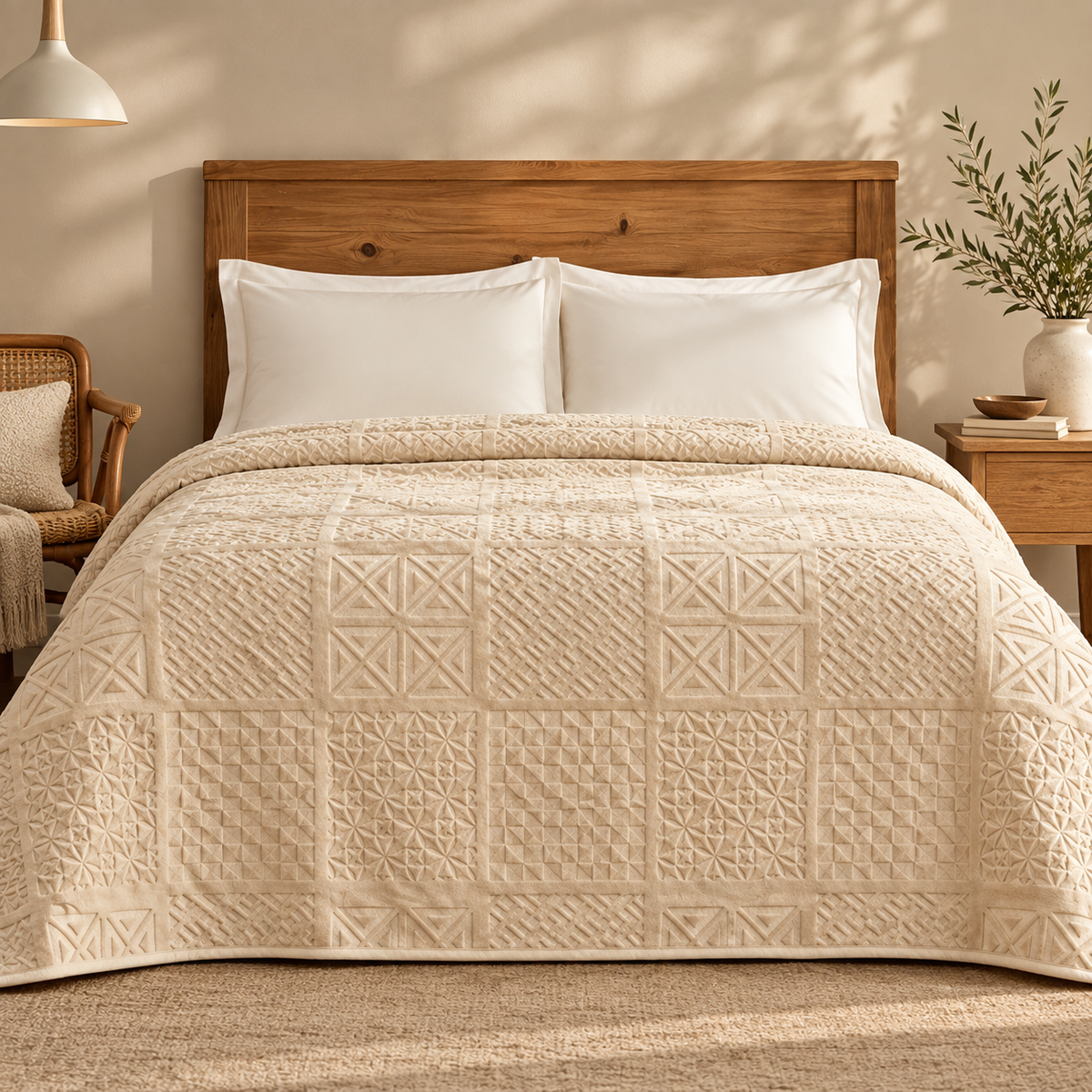 Karaca Home Blair Single Embossed Blanket 160 × 220 cm – Beige, 200.22.05.0166