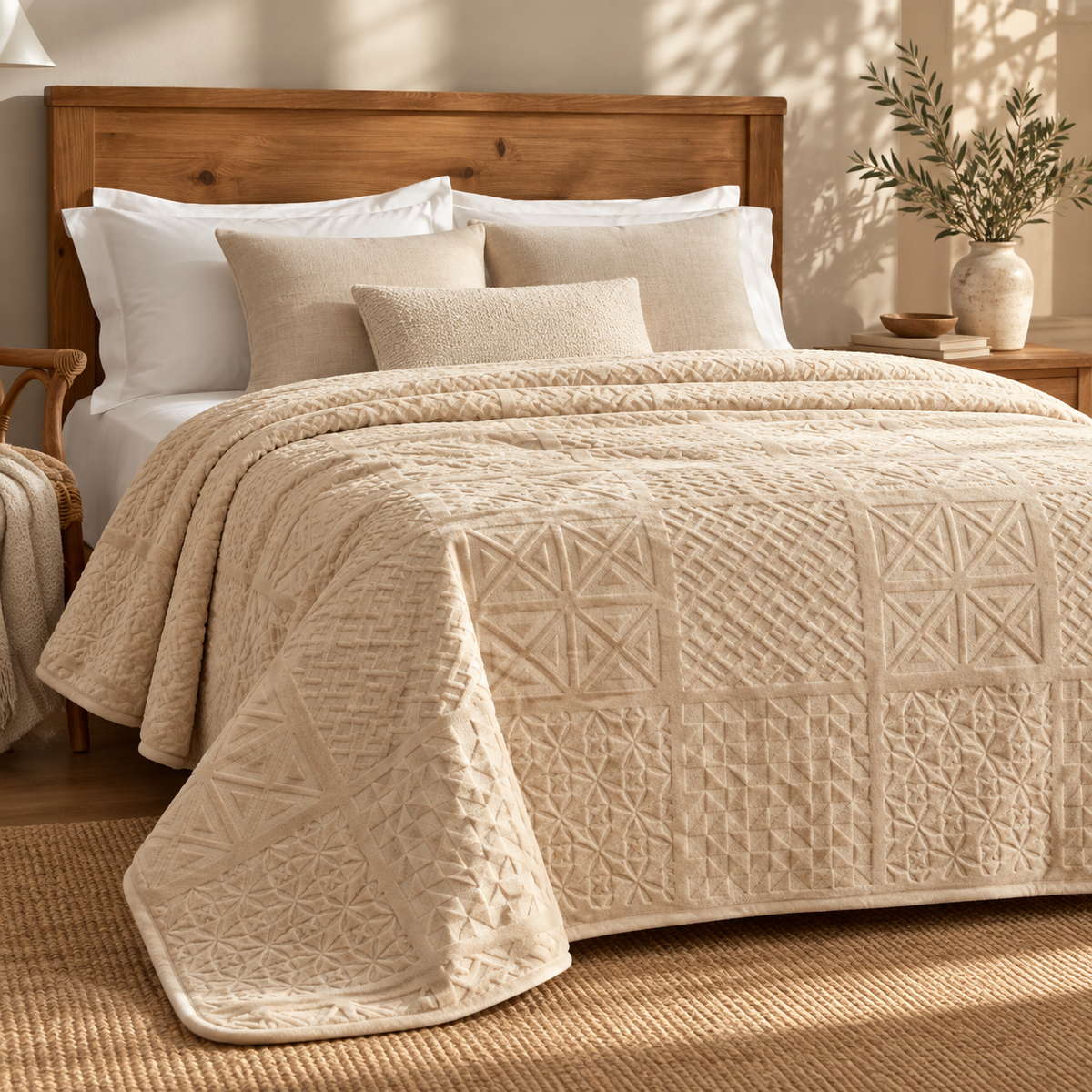 Karaca Home Blair Single Embossed Blanket 160 × 220 cm – Beige, 200.22.05.0166