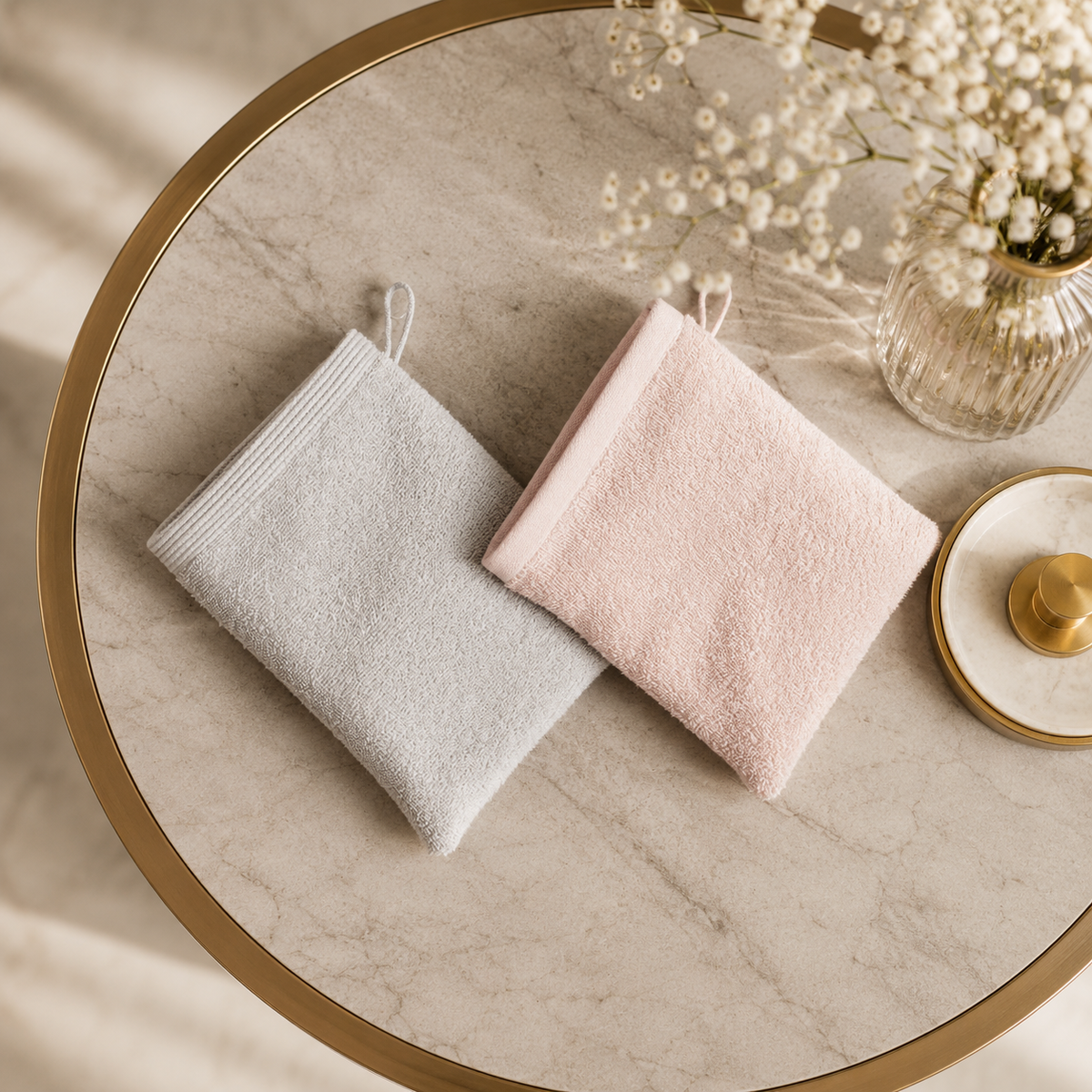 Karaca Home Ring Lace Luxury 9-Piece Family Bath Collection – Powder/Grey, 200.22.05.0176