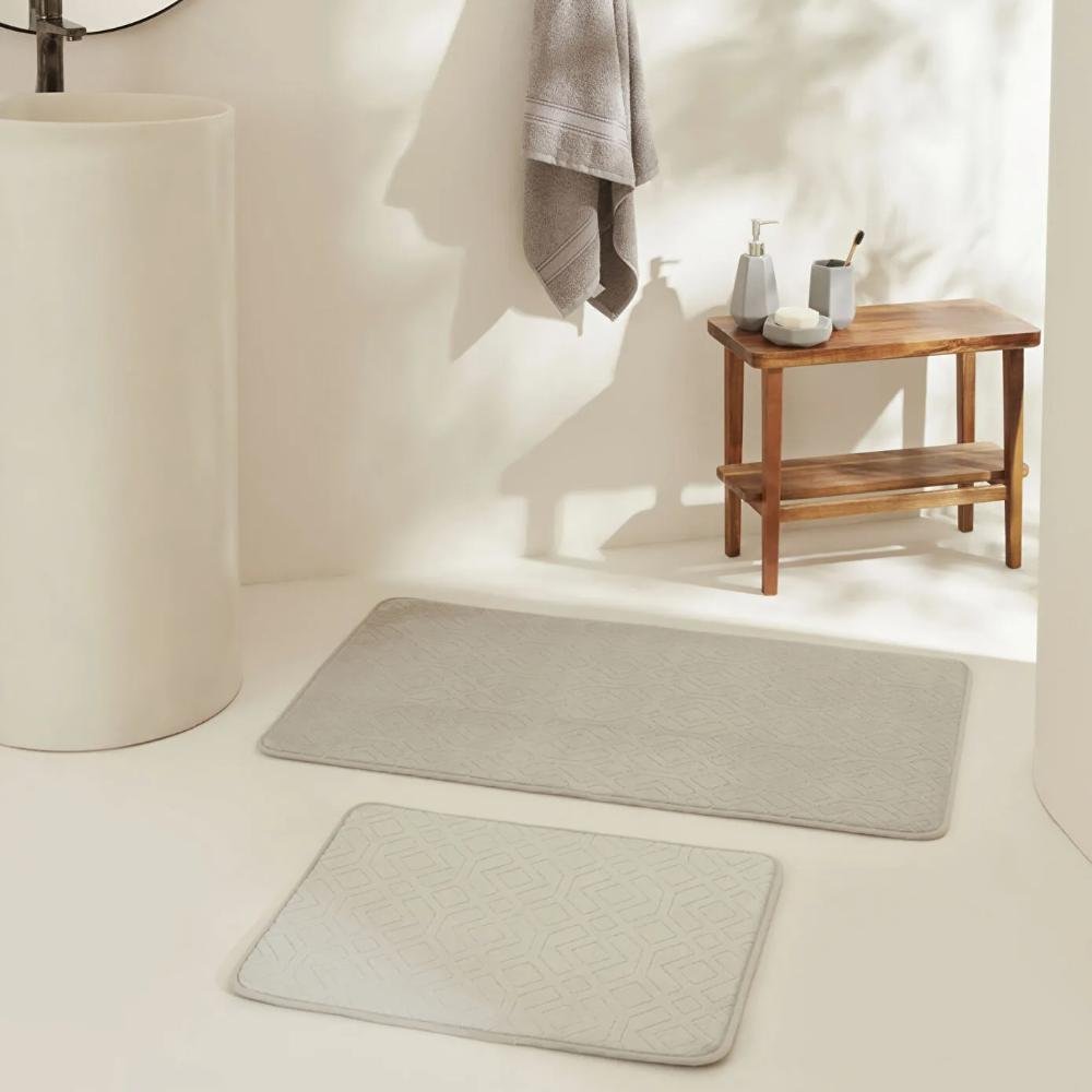 Karaca Home Figure Embos 2-Piece Bath Mat Set