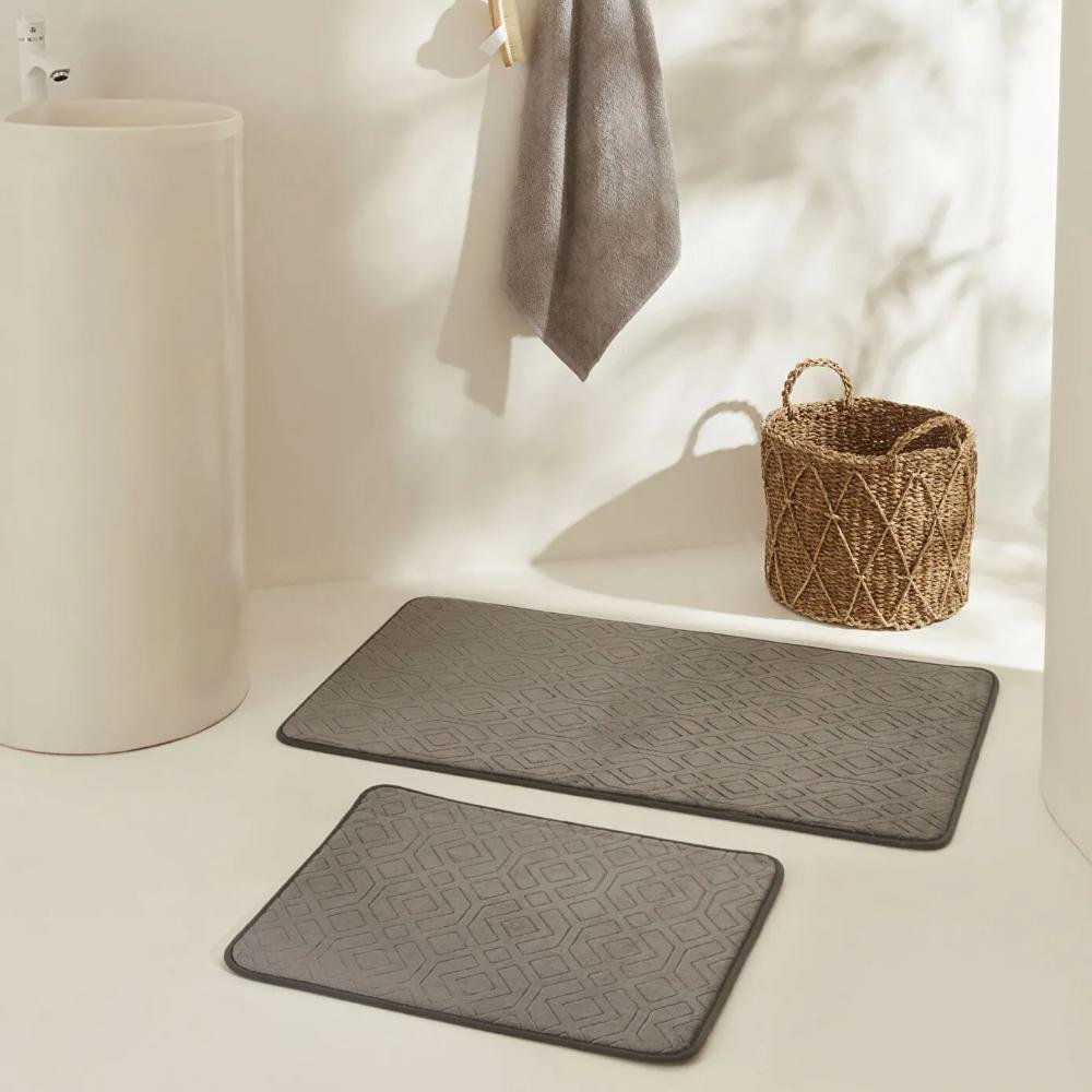 Karaca Home Figure Embos 2-Piece Bath Mat Set