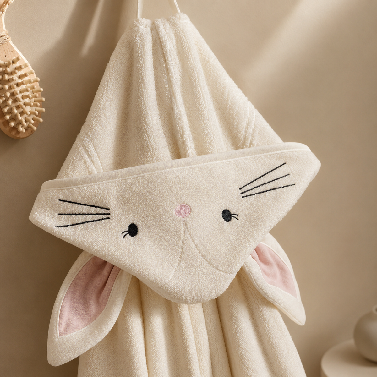 Karaca Home Baby Bunny 100% Cotton Velvet Poncho, 200.22.11.0377