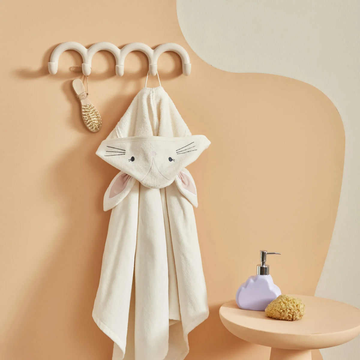 Karaca Home Baby Bunny 100% Cotton Velvet Poncho, 200.22.11.0377